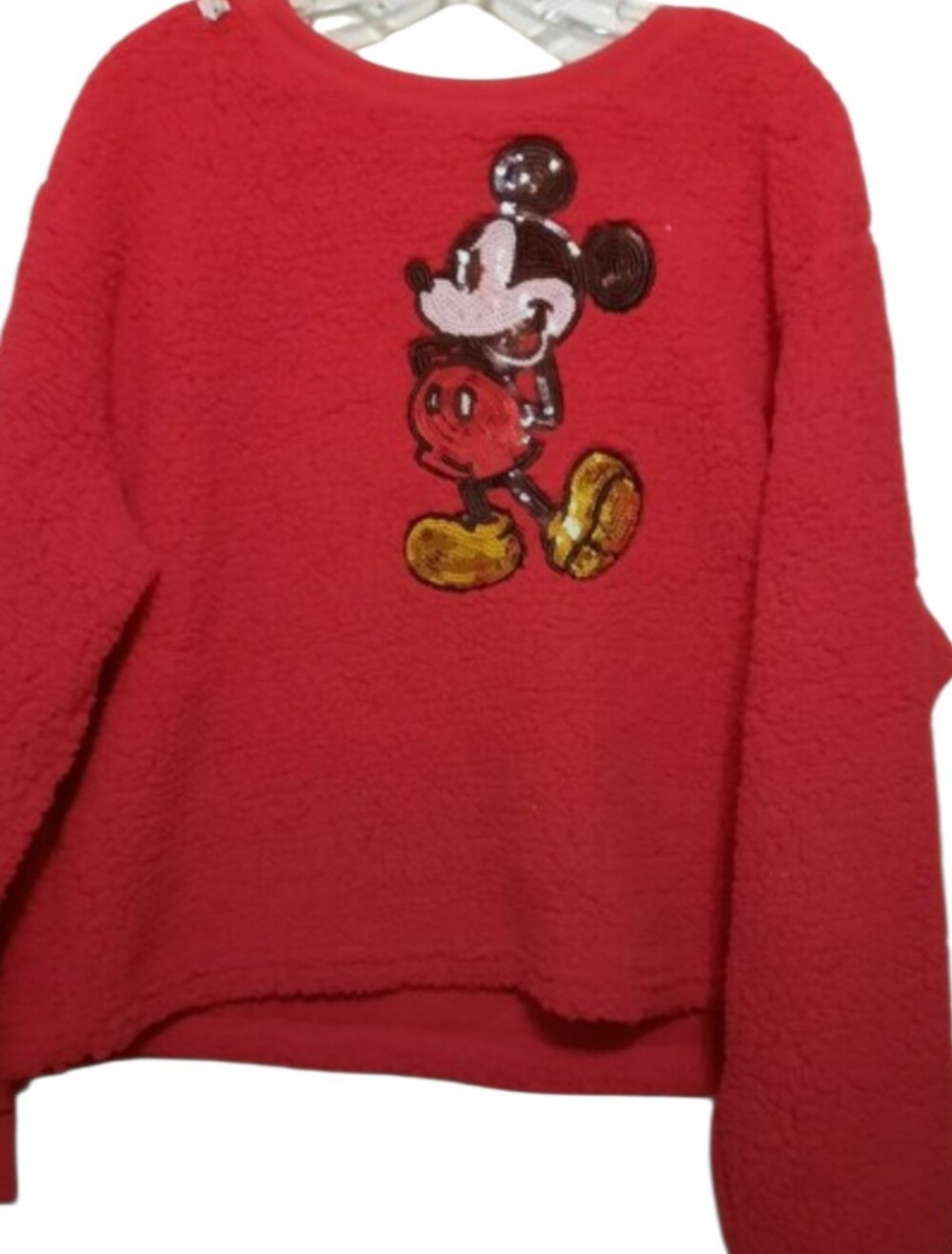 Disney Mickey Mouse Red Sherpa Pullover Sweater